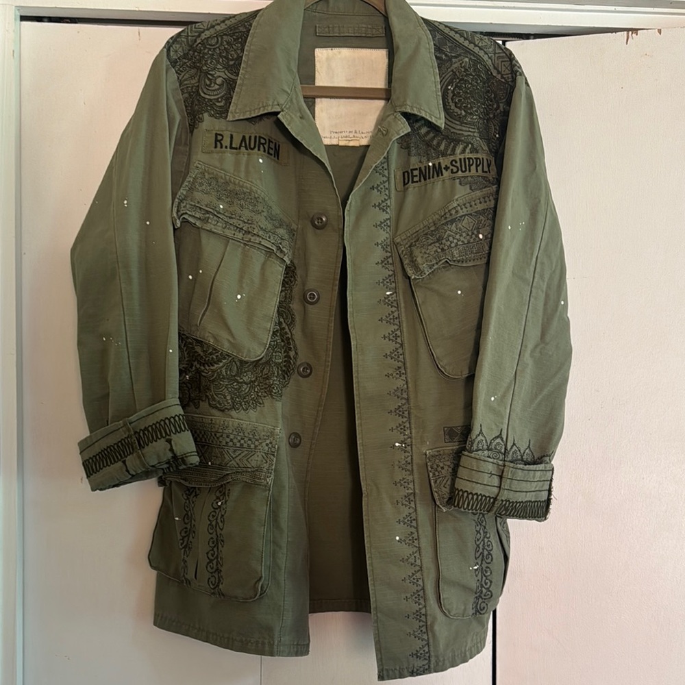 Denim & Supply Ralph Lauren Khaki Embroidered Utility Jacket